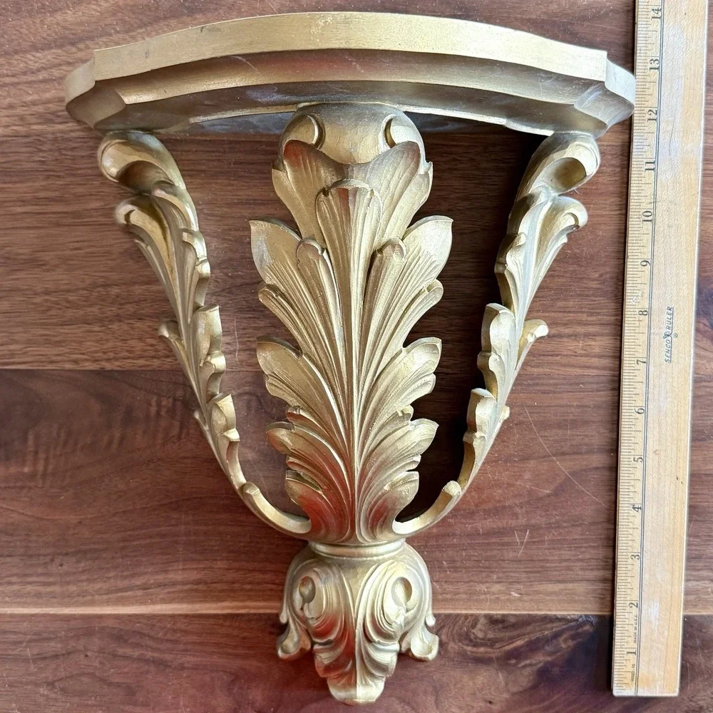 VTG 1972 Homco Syroco Gold Wall Shelf Decor 3515 MCM Hollywood Regency 12